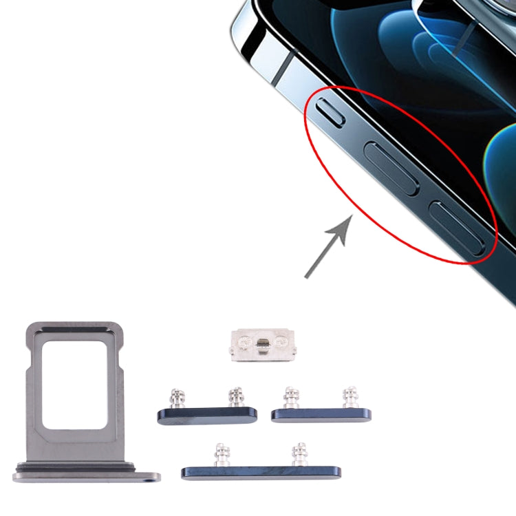 SIM Card Tray + Side Keys for iPhone 12 Pro Max(Blue) - Side Key & Card Tray by PMc TechLife | Online Shopping South Africa | PMc TechLife | Buy Now Pay Later Mobicred