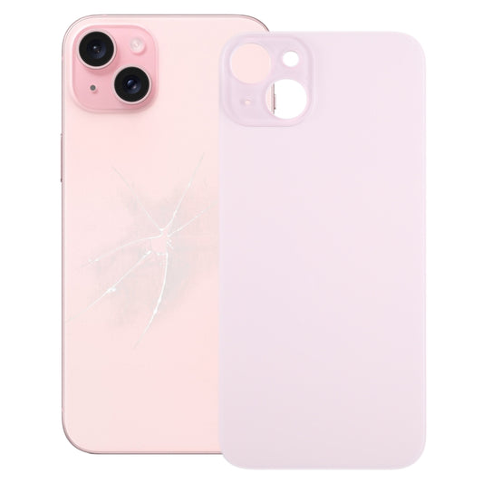 For iPhone 15 Plus Easy Replacement Big Camera Hole Glass Back Battery Cover(Pink) - Back Cover by PMC Jewellery | Online Shopping South Africa | PMC Jewellery | Buy Now Pay Later Mobicred