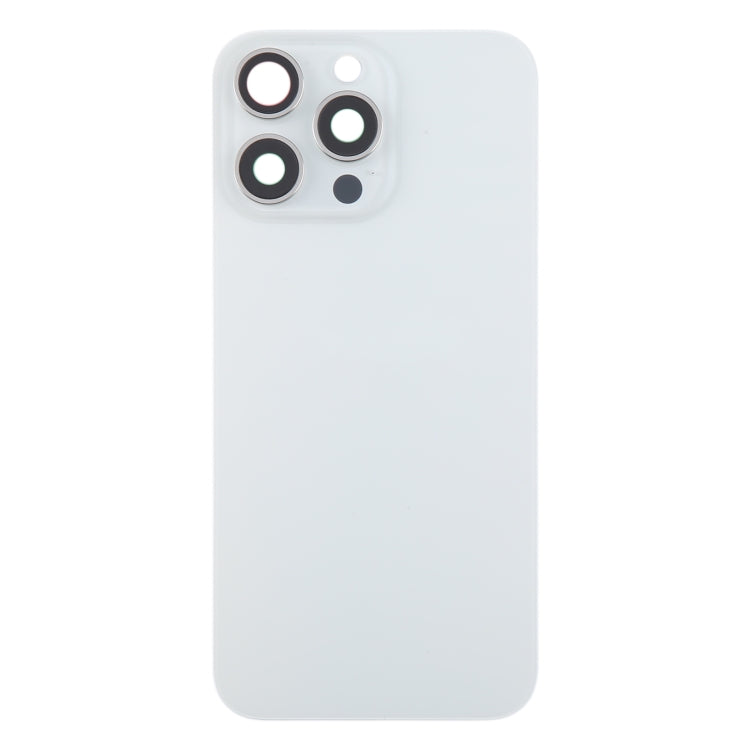 For iPhone 15 Pro Max Glass Battery Back Cover with Camera Lens Cover(White) - free shipping - PMC TechLife - Order now!