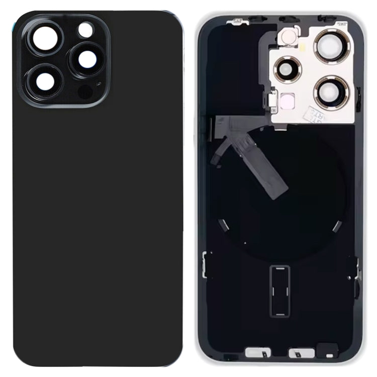 For iPhone 15 Pro Glass Battery Back Cover with Flash Bracket + Wireless Charging Module(Black) - Back Cover by PMC Jewellery | Online Shopping South Africa | PMC Jewellery | Buy Now Pay Later Mobicred