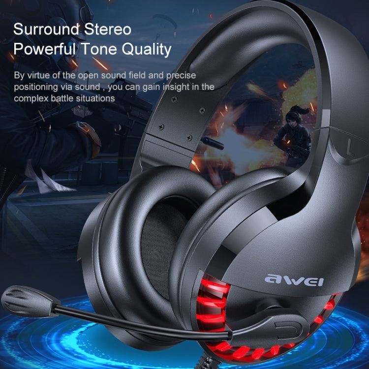 AWEI ES-770i Adjustable E-sports Gaming Headset with Mic(Black) - Multimedia Headset by awei | Online Shopping South Africa | PMC Jewellery | Buy Now Pay Later Mobicred