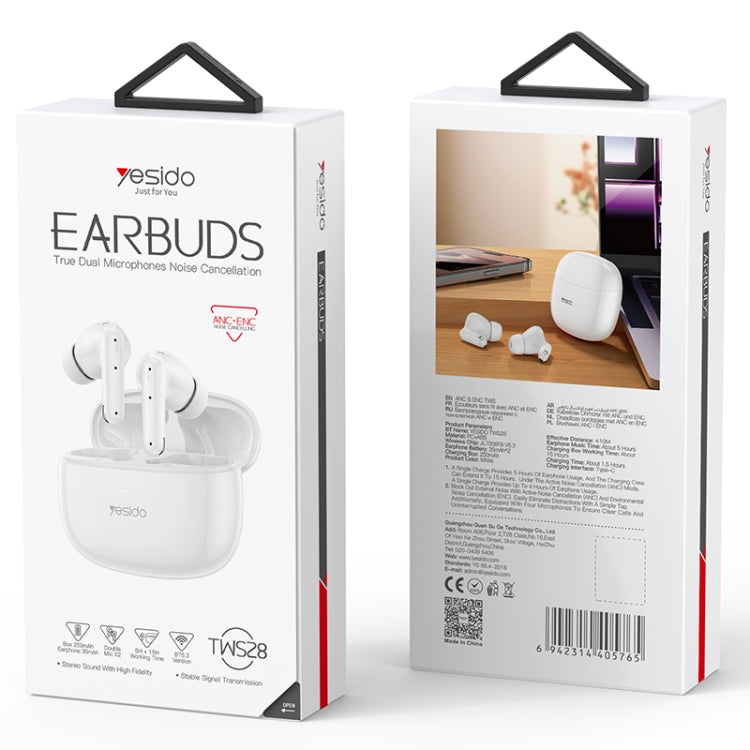 Yesido TWS28 ANC+ENC Dual Noise Reduction Smart TWS Wireless Bluetooth Earphone (Beige) - TWS Earphone by Yesido | Online Shopping South Africa | PMC Jewellery | Buy Now Pay Later Mobicred