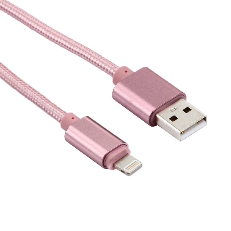 2m Woven Style Metal Head 84 Cores 8 Pin to USB 2.0 Data / Charger Cable(Rose Gold) - Normal Style Cable by PMC Jewellery | Online Shopping South Africa | PMC Jewellery | Buy Now Pay Later Mobicred