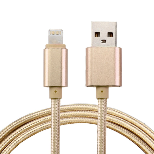 1m Woven Style Metal Head 84 Cores 8 Pin to USB 2.0 Data / Charger Cable(Gold) - Normal Style Cable by PMC Jewellery | Online Shopping South Africa | PMC Jewellery | Buy Now Pay Later Mobicred