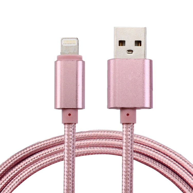 1m Woven Style Metal Head 84 Cores 8 Pin to USB 2.0 Data / Charger Cable(Rose Gold) - Normal Style Cable by PMC Jewellery | Online Shopping South Africa | PMC Jewellery | Buy Now Pay Later Mobicred