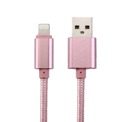 1m Woven Style Metal Head 84 Cores 8 Pin to USB 2.0 Data / Charger Cable(Rose Gold) - Normal Style Cable by PMC Jewellery | Online Shopping South Africa | PMC Jewellery | Buy Now Pay Later Mobicred