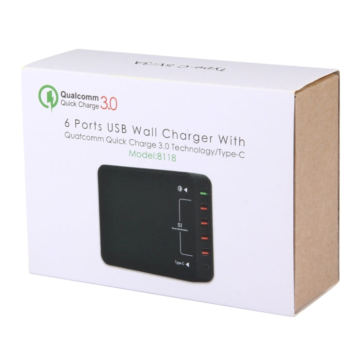 Q8118 1 Quick Charge 3.0 + 4 Smart Identification USB + 1 USB-C / Type-C 3.1 Desktop USB Charger - USB Charger by PMC Jewellery | Online Shopping South Africa | PMC Jewellery | Buy Now Pay Later Mobicred