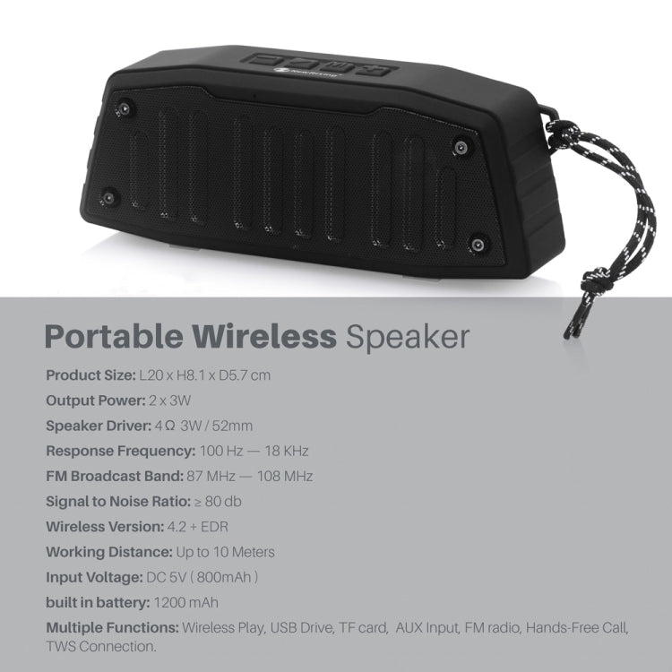 NewRixing NR-4019 Outdoor Portable Bluetooth Speaker with Hands-free Call Function, Support TF Card & USB & FM & AUX (Grey) - Desktop Speaker by NewRixing | Online Shopping South Africa | PMC Jewellery | Buy Now Pay Later Mobicred