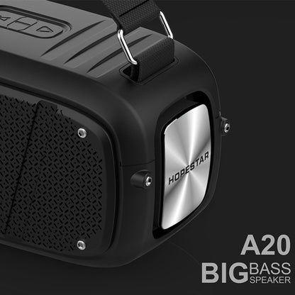 HOPESTAR A20 TWS Portable Outdoor Waterproof Subwoofer Bluetooth Speaker, Support Power Bank & Hands-free Call & U Disk & TF Card & 3.5mm AUX(Black) - Desktop Speaker by HOPESTAR | Online Shopping South Africa | PMC Jewellery | Buy Now Pay Later Mobicred