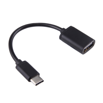 8.3cm USB Female to Type-C Male Metal Wire OTG Cable Charging Data Cable(Black) - OTG Adapter by PMC Jewellery | Online Shopping South Africa | PMC Jewellery | Buy Now Pay Later Mobicred