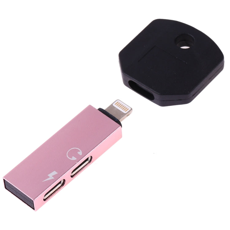 RC16 Dual 8 Pin Female to 8 Pin Male Key Shape Mini Portable Audio & Charge Adapter(Pink) - Converter & Adapter by PMC Jewellery | Online Shopping South Africa | PMC Jewellery | Buy Now Pay Later Mobicred