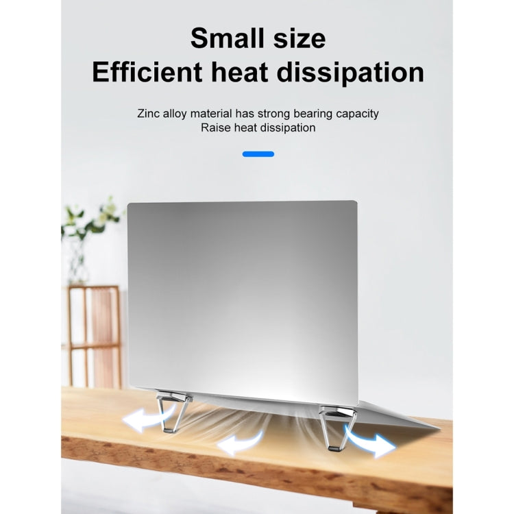 2 PCS R-JUST BJ01 Universal Stickable Shield Shape Laptop Foldable Stand(Silver) - free shipping - PMC TechLife - Order now!