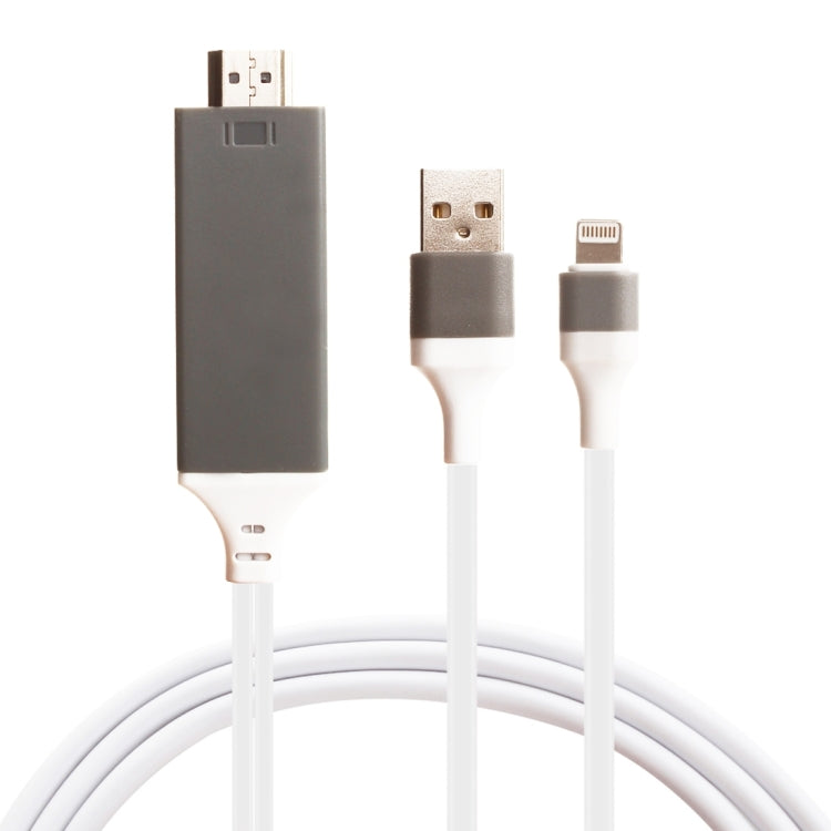 8 Pin Male to HDMI & USB Male Adapter Cable, Length: 2m(White) - Video & Audio Cable by PMC Jewellery | Online Shopping South Africa | PMC Jewellery | Buy Now Pay Later Mobicred