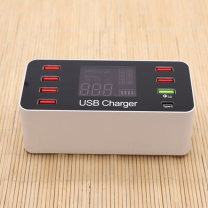 A9+ Multi-function AC 100V~240V 8 Ports USB Digital Display LCD Detachable Charging Station Smart Charger,Support QC3.0(White) - Multifunction Charger by PMC Jewellery | Online Shopping South Africa | PMC Jewellery | Buy Now Pay Later Mobicred