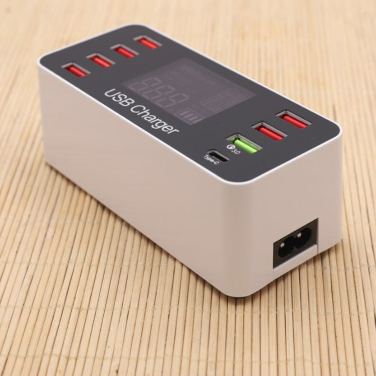 A9+ Multi-function AC 100V~240V 8 Ports USB Digital Display LCD Detachable Charging Station Smart Charger,Support QC3.0(White) - Multifunction Charger by PMC Jewellery | Online Shopping South Africa | PMC Jewellery | Buy Now Pay Later Mobicred