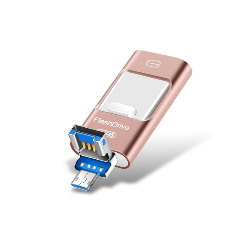 32GB USB 3.0 + 8 Pin + Mirco USB Android iPhone Computer Dual-use Metal Flash Drive (Rose Gold) - U Disk & Card Reader by PMC Jewellery | Online Shopping South Africa | PMC Jewellery | Buy Now Pay Later Mobicred