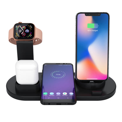 HQ-UD15 5 in 1 8 Pin + Micro USB + USB-C / Type-C Interfaces + 8 Pin Earphone Charging Interface + Wireless Charging Charger Base with Watch Stand (Black) - Multifunction Charger by PMC Jewellery | Online Shopping South Africa | PMC Jewellery | Buy Now Pay Later Mobicred