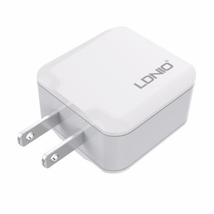 LDNIO A2201 2.4A Dual USB Charging Head Travel Direct Charge Mobile Phone Adapter Charger With 8 Pin Data Cable (US Plug) - USB Charger by LDNIO | Online Shopping South Africa | PMC Jewellery | Buy Now Pay Later Mobicred