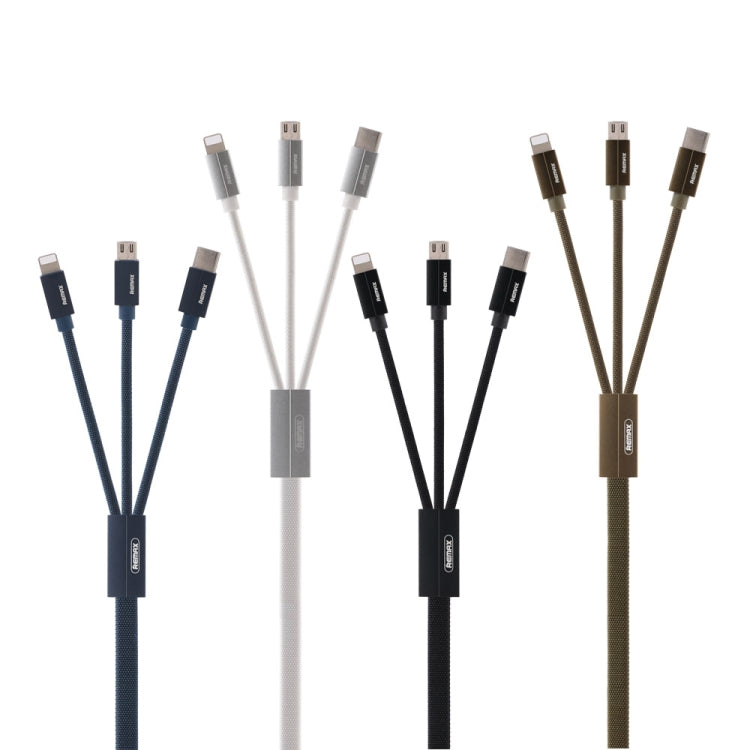 REMAX RC-094TH 1m 2.4A 3 in 1 USB to 8 Pin & USB-C / Type-C & Micro USB Fast Charging Data Cable(Army Green) - Multifunction Cable by REMAX | Online Shopping South Africa | PMC Jewellery | Buy Now Pay Later Mobicred