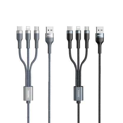 REMAX RC-070TH 1.2m 2A 3 in 1 USB to 8 Pin & USB-C / Type-C & Micro USB Charging Cable(Silver) - Multifunction Cable by REMAX | Online Shopping South Africa | PMC Jewellery | Buy Now Pay Later Mobicred