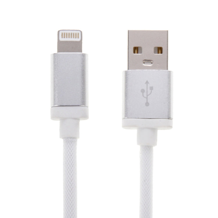 1m Net Style Metal Head 8 Pin to USB Data / Charger Cable(White) - Normal Style Cable by PMC Jewellery | Online Shopping South Africa | PMC Jewellery | Buy Now Pay Later Mobicred