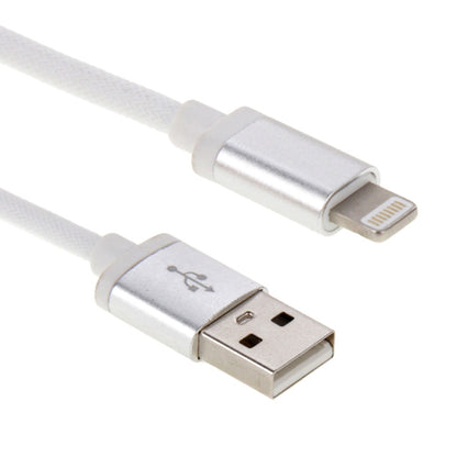 1m Net Style Metal Head 8 Pin to USB Data / Charger Cable(White) - Normal Style Cable by PMC Jewellery | Online Shopping South Africa | PMC Jewellery | Buy Now Pay Later Mobicred