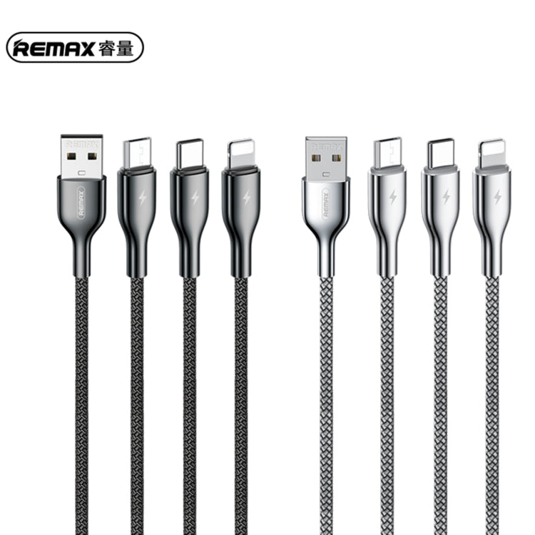 REMAX RC-092th Kingpin Series 3.1A 3 in 1 USB to Micro USB + Type-C + 8 Pin Charging Cable, Cable Length: 1.2m(Silver) - Multifunction Cable by REMAX | Online Shopping South Africa | PMC Jewellery | Buy Now Pay Later Mobicred