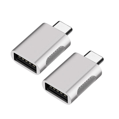 2 PCS SBT-158 USB-C / Type-C Male to USB 3.0 Female Zinc Alloy Adapter(Silver) - Converter & Adapter by PMC Jewellery | Online Shopping South Africa | PMC Jewellery | Buy Now Pay Later Mobicred