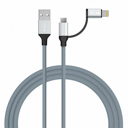 IVON CA51 2.4A USB to 8 Pin + Micro USB 2 in 1 Charging Sync Data Cable, Length: 1m(Silver) - 2 in 1 Cable by IVON | Online Shopping South Africa | PMC Jewellery | Buy Now Pay Later Mobicred