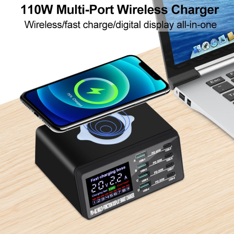 X9D 110W Multi-ports Smart Charger Station + Wireless Charger AC100-240V, UK Plug (Black) - Multifunction Charger by PMC Jewellery | Online Shopping South Africa | PMC Jewellery | Buy Now Pay Later Mobicred