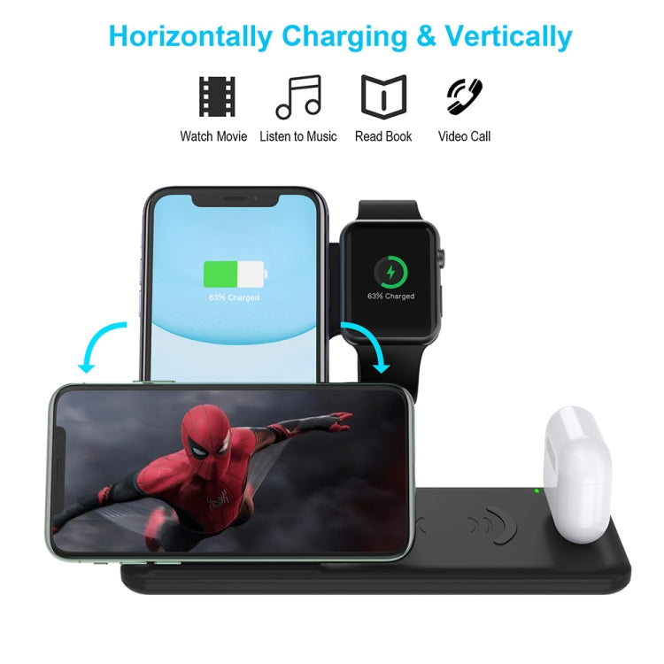 Q20 4 In 1 Wireless Charger Charging Holder Stand Station For iPhone / Apple Watch / AirPods, Support Dual Phones Charging (Black) - Wireless Charger by PMC Jewellery | Online Shopping South Africa | PMC Jewellery | Buy Now Pay Later Mobicred