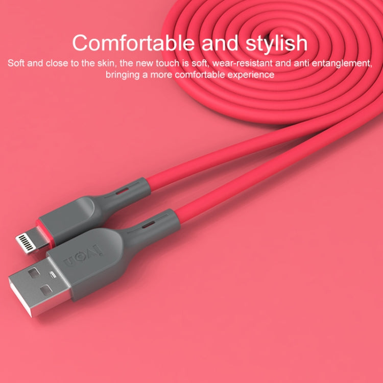 IVON CA78 2.4A 8 Pin Fast Charging Data Cable, Length: 1m (Red) - Normal Style Cable by IVON | Online Shopping South Africa | PMC Jewellery | Buy Now Pay Later Mobicred