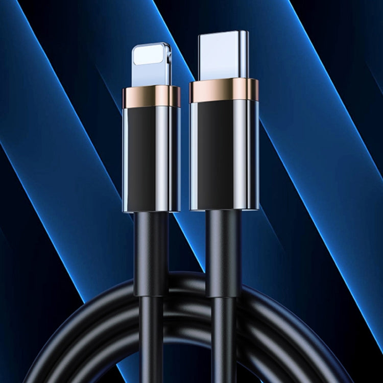 USAMS US-SJ485 U63 Type-C / USB-C to 8 Pin PD 20W Smooth Aluminum Alloy Fast Charging Data Cable, Length: 2m (Black) - Normal Style Cable by USAMS | Online Shopping South Africa | PMC Jewellery | Buy Now Pay Later Mobicred