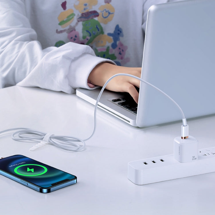 USAMS US-SJ485 U63 Type-C / USB-C to 8 Pin PD 20W Smooth Aluminum Alloy Fast Charging Data Cable, Length: 2m (White) - Normal Style Cable by USAMS | Online Shopping South Africa | PMC Jewellery | Buy Now Pay Later Mobicred