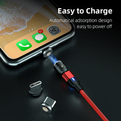 2m 3A Output 3 in 1 USB to 8 Pin + USB-C / Type-C + Micro USB 540 Degree Rotating Magnetic Data Sync Charging Cable(Red) - Charging Cable & Head by PMC Jewellery | Online Shopping South Africa | PMC Jewellery | Buy Now Pay Later Mobicred