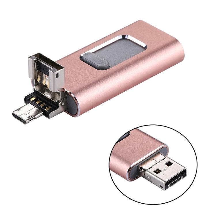 easyflash RQW-01B 3 in 1 USB 2.0 & 8 Pin & Micro USB 128GB Flash Drive(Rose Gold) - U Disk & Card Reader by PMC Jewellery | Online Shopping South Africa | PMC Jewellery | Buy Now Pay Later Mobicred