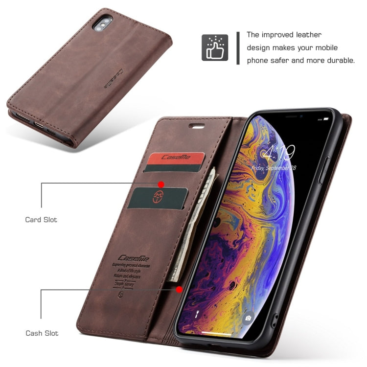 For iPhone X / XS CaseMe-013 Multifunctional Retro Frosted Horizontal Flip Leather Case with Card Slot & Holder & Wallet(Coffee) - More iPhone Cases by CaseMe | Online Shopping South Africa | PMC Jewellery | Buy Now Pay Later Mobicred