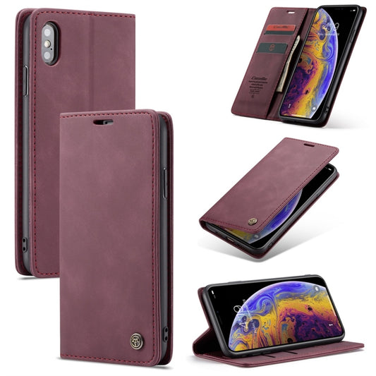 For iPhone X / XS CaseMe-013 Multifunctional Retro Frosted Horizontal Flip Leather Case with Card Slot & Holder & Wallet(Wine Red) - More iPhone Cases by CaseMe | Online Shopping South Africa | PMC Jewellery | Buy Now Pay Later Mobicred