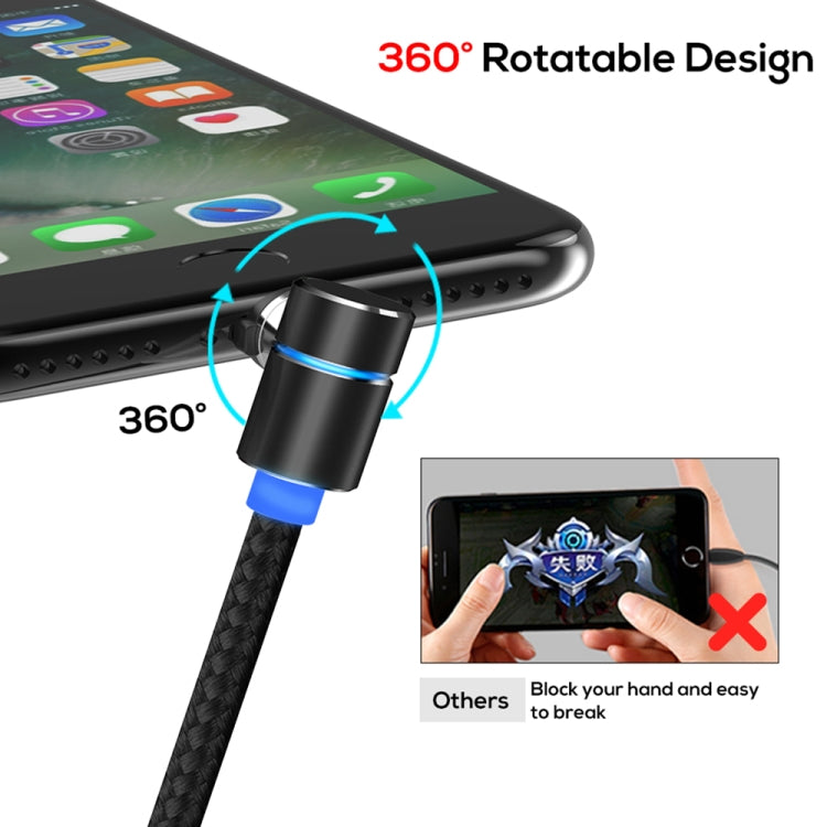 TOPK AM30 1m 2.4A Max USB to 8 Pin 90 Degree Elbow Magnetic Charging Cable with LED Indicator(Black) - Charging Cable & Head by TOPK | Online Shopping South Africa | PMC Jewellery | Buy Now Pay Later Mobicred