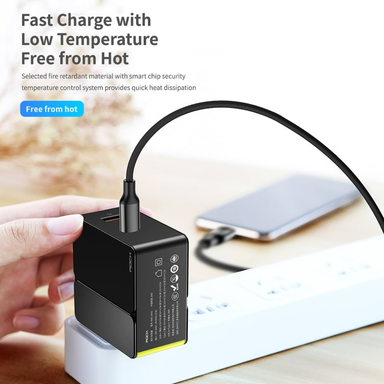 ROCK RWC-0440 18W QC4.0 / QC3.0 / FCP Dual USB + PPS / PD3.0 / PD2.0 / FCP Dual USB-C / Type-C Interface Travel Charger with Foldable Plug, Chinese Plug(Black) - USB Charger by ROCK | Online Shopping South Africa | PMC Jewellery | Buy Now Pay Later Mobicred