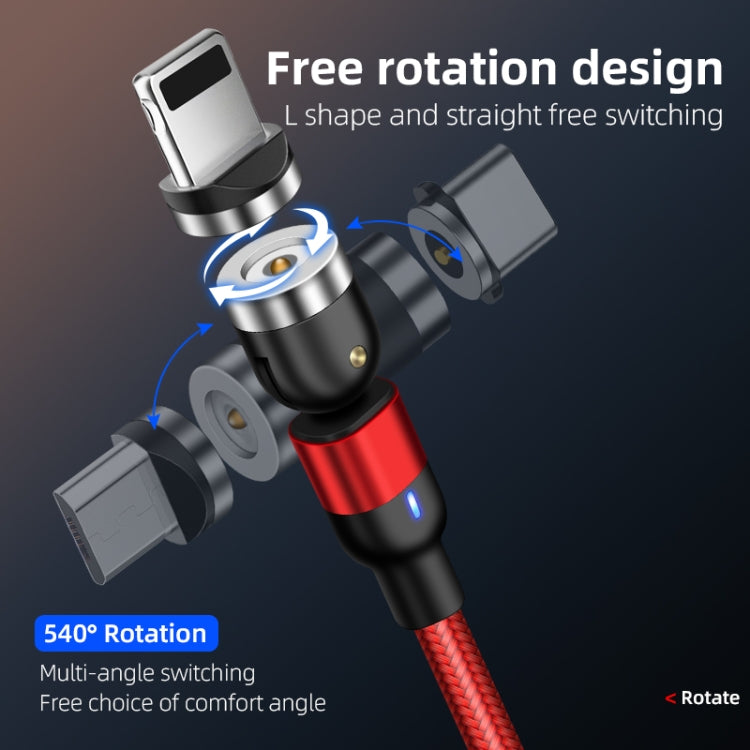 2m 2A Output USB to 8 Pin Nylon Braided Rotate Magnetic Charging Cable(Red) - Charging Cable & Head by PMC Jewellery | Online Shopping South Africa | PMC Jewellery | Buy Now Pay Later Mobicred