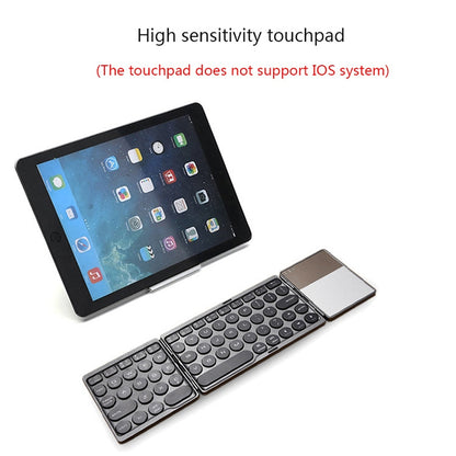 B052 Universal Round Keycap Mini Three-fold Bluetooth Wireless Keyboard with Touchpad (Silver) - Mini Keyboard by PMC Jewellery | Online Shopping South Africa | PMC Jewellery | Buy Now Pay Later Mobicred