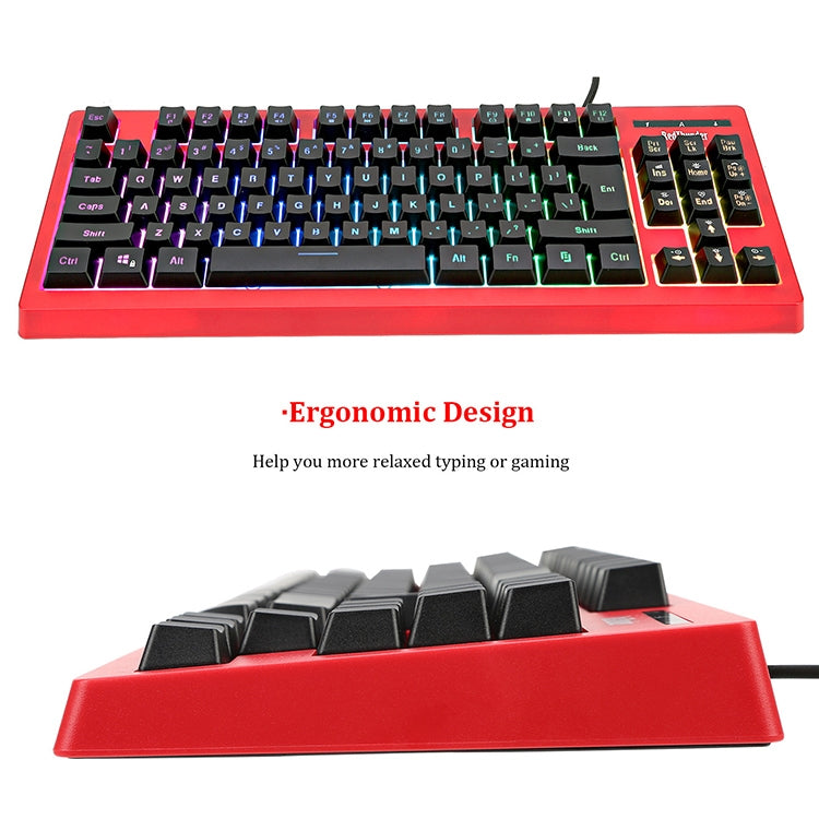 PK-870 USB Port RGB Lighting Mechanical Gaming Wired Keyboard(Red) - Wired Keyboard by PMC Jewellery | Online Shopping South Africa | PMC Jewellery | Buy Now Pay Later Mobicred