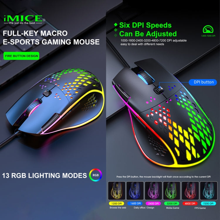 iMICE T97 Gaming Mouse RGB LED Light USB 7 Buttons 7200 DPI Wired Gaming Mouse (Black) - free shipping - PMC Jewellery - Order now!