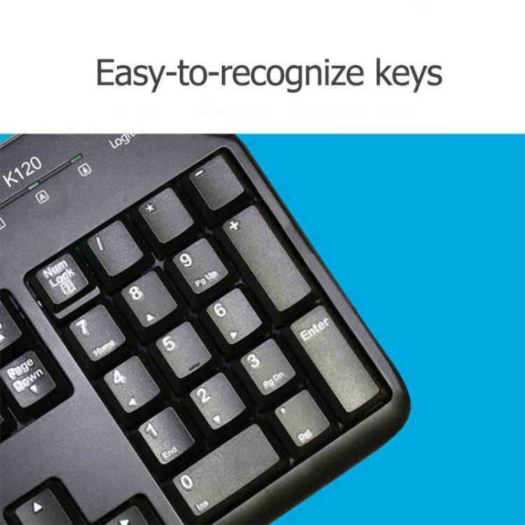 Logitech K120 USB Waterproof Splash Wired Keyboard for Desktop Computers / Laptops(Black) - free shipping - PMC Jewellery - Order now!