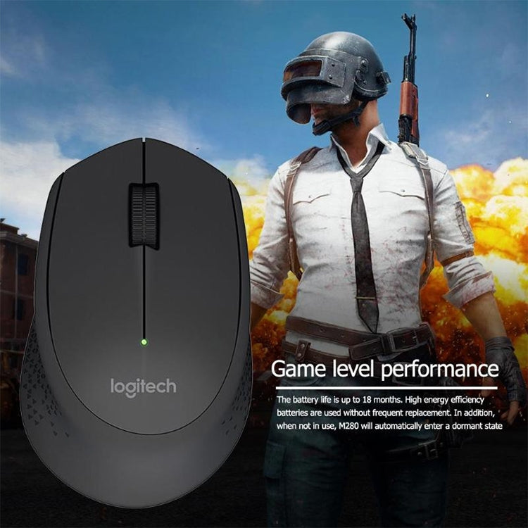 Logitech M280 2.4GHz 3-keys 1000DPI Wireless Optical Mouse, Wireless Range: 10m(Black) - Wireless Mice by Logitech | Online Shopping South Africa | PMC Jewellery | Buy Now Pay Later Mobicred