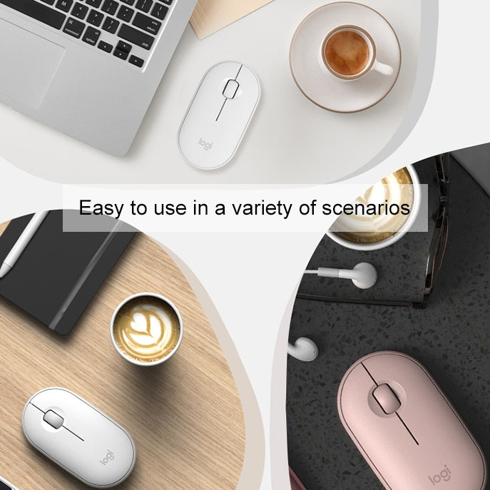 Logitech Pebble Cobblestone Shape Thin 3-keys 1000DPI Mute Wireless Bluetooth Optical Mouse, Wireless Range: 10m (Black) - free shipping - PMC Jewellery - Order now!