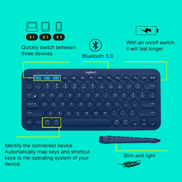 Logitech K380 Portable Multi-Device Wireless Bluetooth Keyboard(Black) - free shipping - PMC Jewellery - Order now!