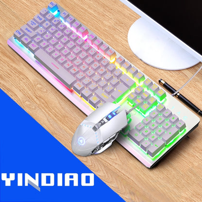 YINDIAO K002 USB Wired Mechanical Feel RGB Backlight Keyboard + Optical Mouse Set(White) - Wired Keyboard by YINDIAO | Online Shopping South Africa | PMC Jewellery | Buy Now Pay Later Mobicred