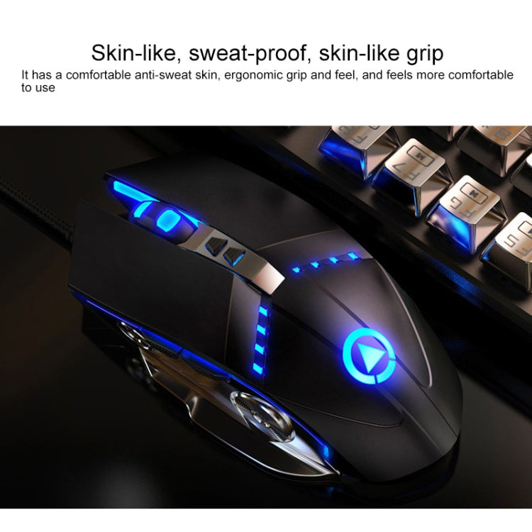 YINDIAO K002 USB Wired Mechanical Feel Orange Backlight Keyboard + Optical Mouse + Headset Set(Black) - free shipping - PMC Jewellery - Order now!